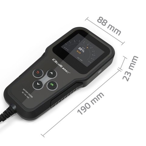 Qoltec Cyfrowy analyzer tester akumulatora 3w1 z wyświetlaczem LCD 6V | 12V | 24V | 30Ah-200Ah