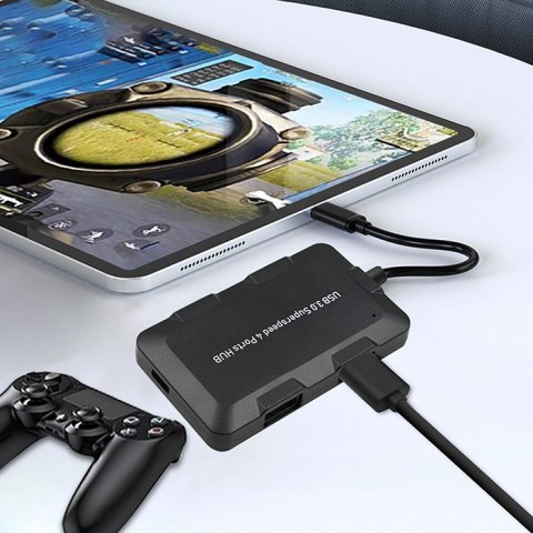 Qoltec Hub USB 3.1 typ C męski | 4x USB 3.0 A żeński | 0.2m