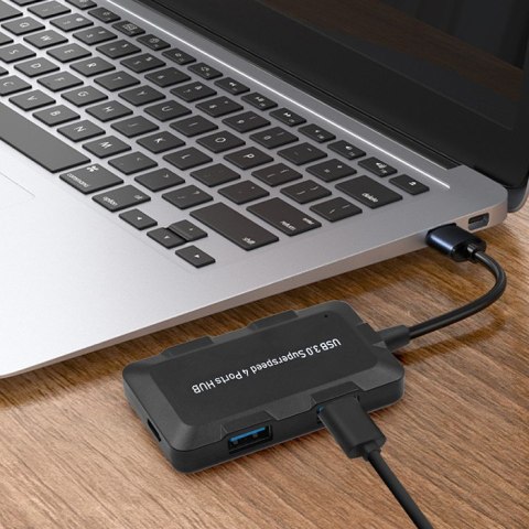 Qoltec Hub USB 3.1 typ C męski | 4x USB 3.0 A żeński | 0.2m
