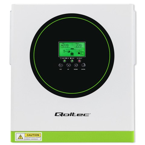 Qoltec Hybrydowy inwerter solarny Off-Grid 1500W | 100A | 12V | MPPT | Sinus | Opcja Wi-Fi | Power Factor 1.0