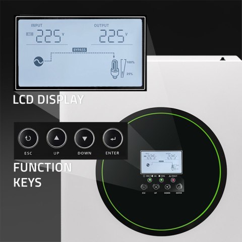 Qoltec Hybrydowy inwerter solarny Off-Grid 6200W | 120A | 48V | MPPT | BMS | Sinus | opcja Wi-Fi | Power Factor 1.0