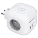 Qoltec Kostka zasilająca przedłużacz 6w1 z podświetlanym włącznikiem | 3x AC | 2x USB | 1x USB-C PD 20W | Biała