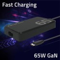 Qoltec Ładowarka sieciowa 65W GaN Super Fast SLIM | PD | 5-20V | 3.25A | USB-C 3.1 | Laptop | MacBook | Smartfon | + kabel