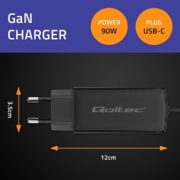 Qoltec Ładowarka sieciowa 90W GaN Super Fast | 5-20V | 3-4.5A | USB-C 3.1 | Laptop | MacBook | Smartfon