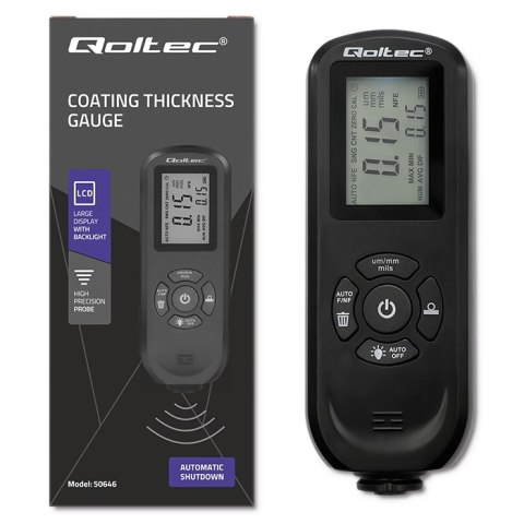 Qoltec Miernik grubości lakieru z wyświetlaczem LCD | 0 ~ 2000um
