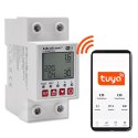 Qoltec Przekaźnik 63A na szynę DIN z licznikiem energii elektrycznej | Timer | Tuya | Wi-Fi | LED