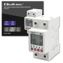 Qoltec Przekaźnik 63A na szynę DIN z licznikiem energii elektrycznej | Timer | Tuya | Wi-Fi | LED