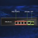 Qoltec Przełącznik sieciowy SWITCH FAST Ethernet PoE 4x RJ45 PoE 1x RJ45 Uplink 1x SFP | 65W | 1000 Mb