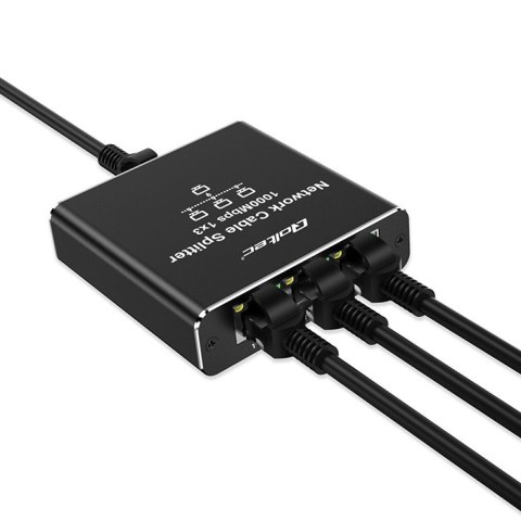 Qoltec Rozdzielacz Splitter Ethernet mini SWITCH 1x3 RJ45 | 1000Mb/s | USB-C | Aluminium