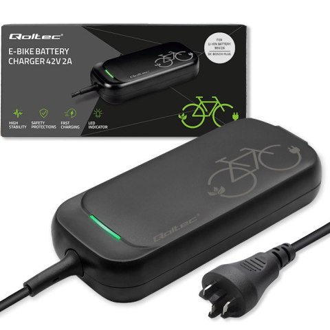 Qoltec Szybka Ładowarka Pro do roweru Bosch 36V | 42V | 2A | Bosch plug | wodoodporna +kabel zasilający
