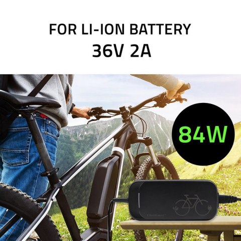 Qoltec Szybka Ładowarka do roweru skutera elektrycznego XIAOMI 36V | 42V | 2A | 8.0*8.0mm+pin | wodoodporna +kabel zasilający