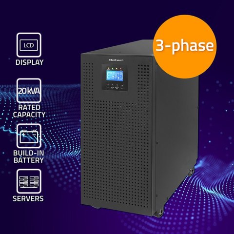 Qoltec Zasilacz awaryjny UPS 3-fazowy | 20kVA | 20kW | LCD | EPO | USB | Power factor 1.0