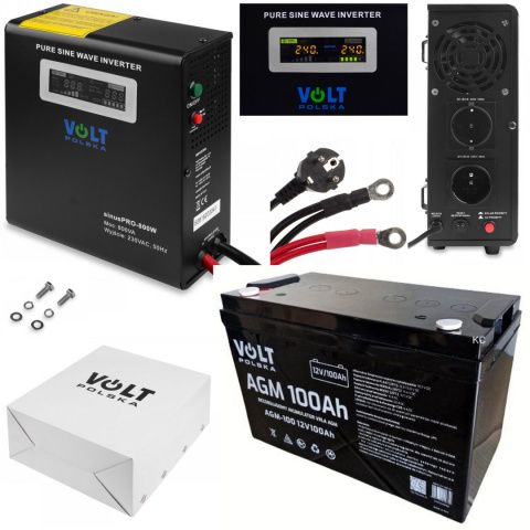 Zasilacz awaryjny Sinus pro 800W + AKUMULATOR AGM 12V 100Ah VRLA