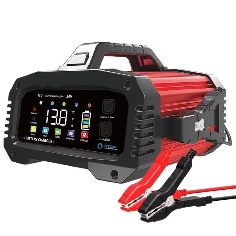 Inteligentna Ładowarka Akumulatorów 12V / 24V z Naprawą Impulsową – 7-Stopniowe Ładowanie, LCD, do AGM, LiFePO4, GEL, Kwasowych