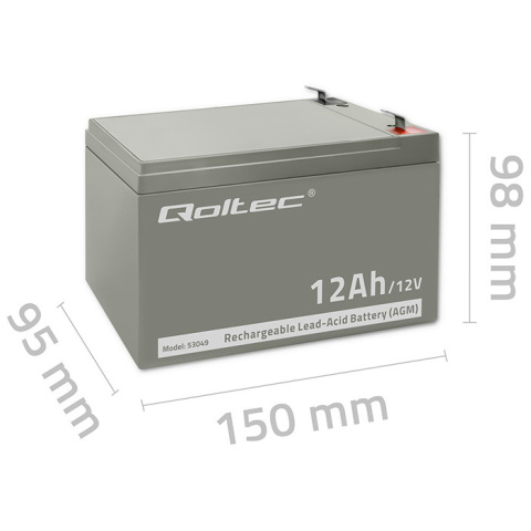 Qoltec Akumulator AGM | 12V | 12Ah | max. 180A