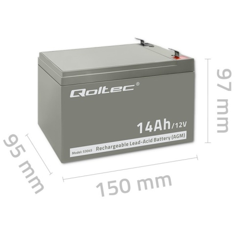 Qoltec Akumulator AGM | 12V | 14Ah |max. 210A