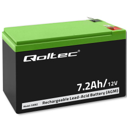 Qoltec Akumulator AGM | 12V | 7.2 Ah | max 108A