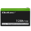 Qoltec Akumulator AGM | 12V | 7.2 Ah | max 108A