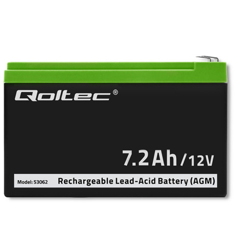 Qoltec Akumulator AGM | 12V | 7.2 Ah | max 108A