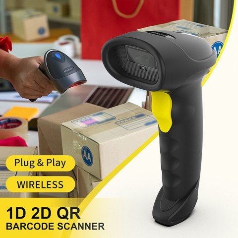 Qoltec Skaner czytnik kodów kreskowych i QR | 1D 2D | USB | Bluetooth