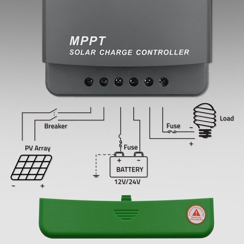 Qoltec Solarny regulator ładowania MPPT z czujnikiem temperatury 30A |12V / 24V | LCD | 2 x USB | Bluetooth | APP | GEL | LiFePO