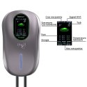 Qoltec Stacja ładowania EV 2w1 Typ2 | 22kW | Wi-fi | LCD | RFID | 3 fazy | Wallbox | 5m