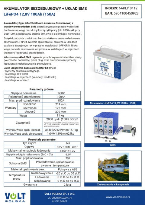 Akumulator LiFePO4 12,8V 100Ah + Prostownik Enerblock ENR12-10