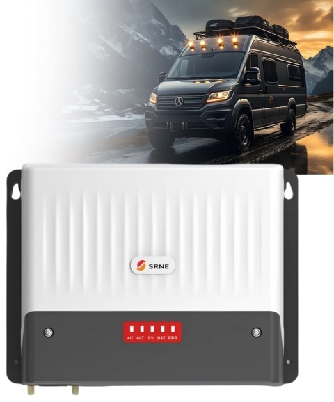 Ładowarka 3-w-1 SRNE: Sieć publiczna + PV + Alternator 30A