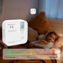 Qoltec Certyfikowany bezprzewodowy Czujnik tlenku węgla (czadu) z baterią | detektor CO | żywotność sensora 10 lat | alarm 85dB