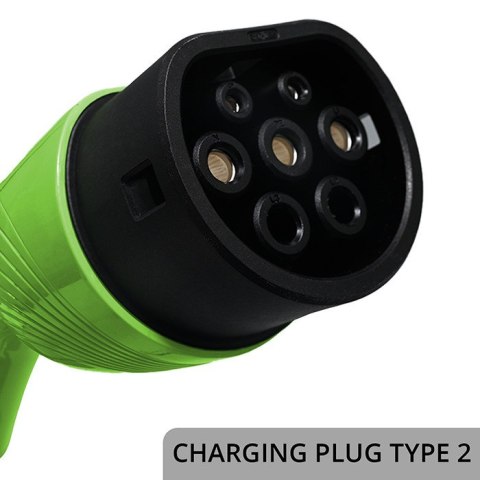 Qoltec Mobilna ładowarka do samochodu elektrycznego EV z regulacją 2w1 Typ2 | 3.5kW | 230V | LCD | 5m