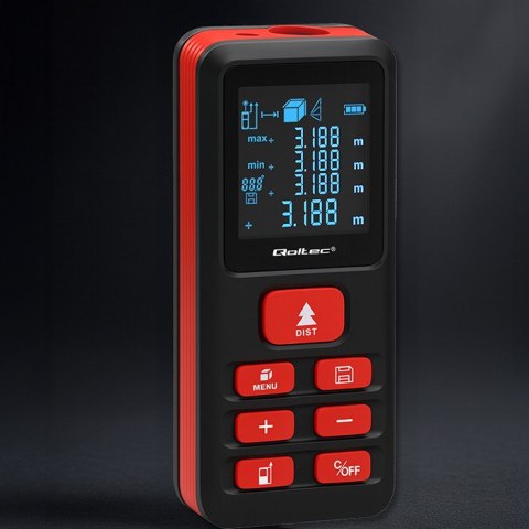 Qoltec Precyzyjny cyfrowy dalmierz laserowy | podświetlany LCD | 120m