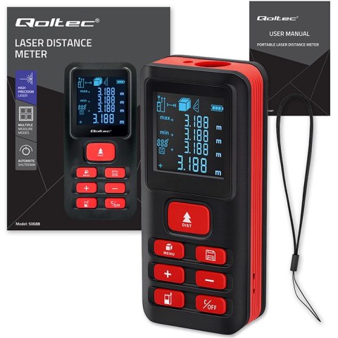Qoltec Precyzyjny cyfrowy dalmierz laserowy | podświetlany LCD | 120m