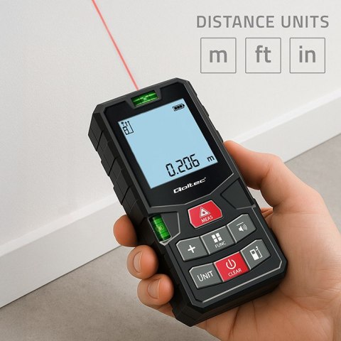 Qoltec Precyzyjny cyfrowy dalmierz laserowy z poziomicą | podświetlany LCD | 120m