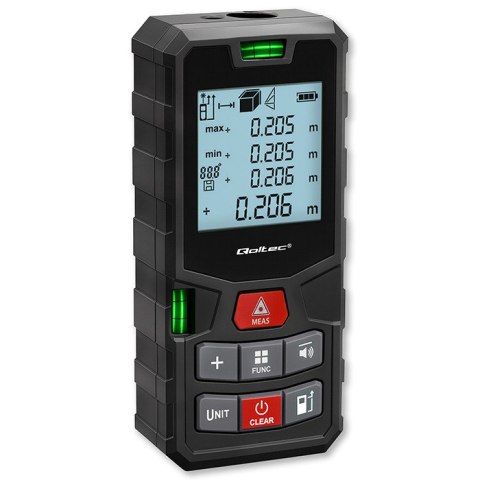 Qoltec Precyzyjny cyfrowy dalmierz laserowy z poziomicą | podświetlany LCD | 120m