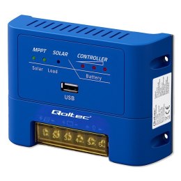 Qoltec Solarny regulator ładowania MPPT 15A do zasilania odbiorników DC i ładowania akumulatorów 12V / 24V | AGM | GEL | LiFePO4