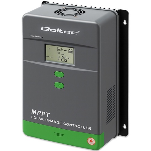 Qoltec Solarny regulator ładowania MPPT z czujnikiem temperatury 50A |12V / 24V | LCD | 2 x USB | Bluetooth | APP | GEL | LiFePO