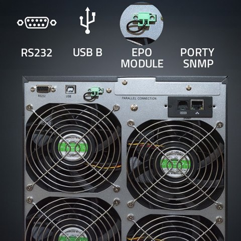 Qoltec Zasilacz awaryjny UPS 3- fazowy | 10kVA | LCD | EPO | USB | On-line | High frequency