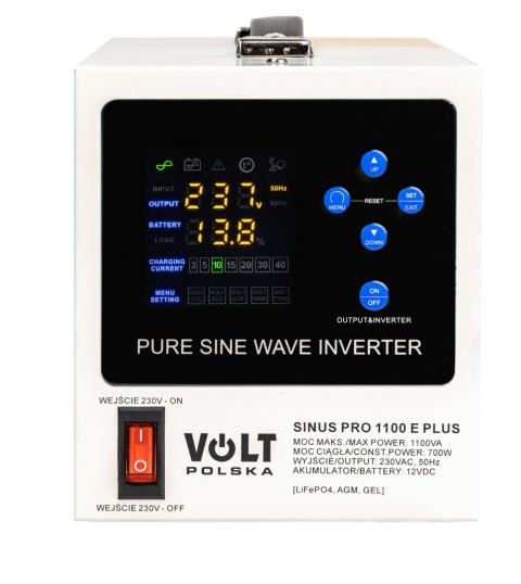 Zasilacz awaryjny Sinus Pro 1100 E PLUS 12/230V (700/1100W)