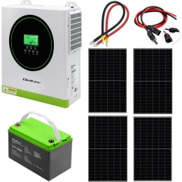 Zestaw Fotowoltaiczny Off-Grid 1500W | Inwerter MPPT + Panel 455W-4szt. + Akumulator GEL 100Ah + Kable