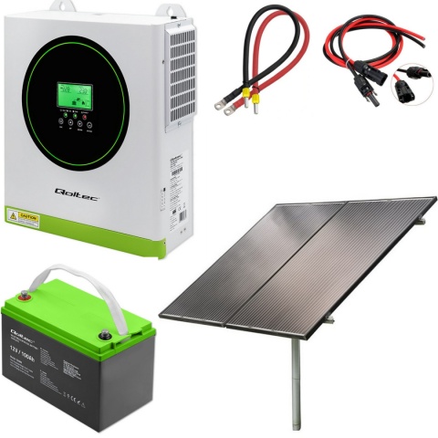 Zestaw Fotowoltaiczny Off-Grid 1500W | Inwerter MPPT + Panel 455W-2szt + Akumulator GEL 100Ah + Kable+ Konstrukcja
