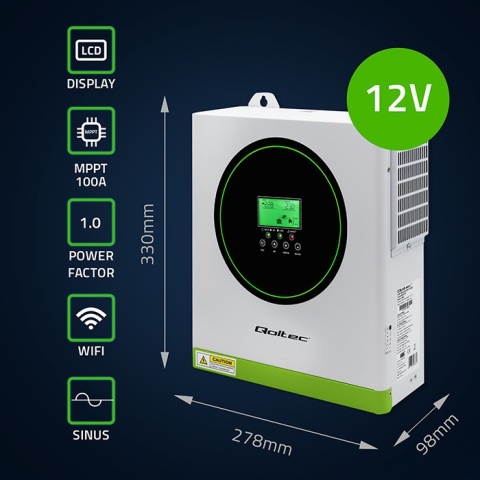 Zestaw Fotowoltaiczny Off-Grid 1500W | Inwerter MPPT + Panel 455W-2szt. + Akumulator GEL 100Ah + Kable