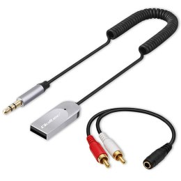 Qoltec Bezprzewodowy adapter odbiornik dźwięku Audio HiFi Home&Car| Bluetooth 6.0 | 2 x RCA | 1 x AUX 3.5mm| USB | Mikrofon