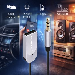 Qoltec Bezprzewodowy adapter odbiornik dźwięku Audio HiFi Home&Car| Bluetooth 6.0 | 2 x RCA | 1 x AUX 3.5mm| USB | Mikrofon
