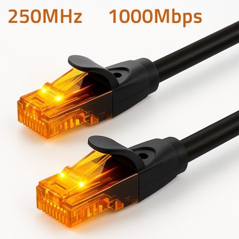 Qoltec Kabel Patchcord UTP | CAT6 | 2 x RJ-45 | High speed 1Gb/s | Pozłacane styki | 15m | czarny