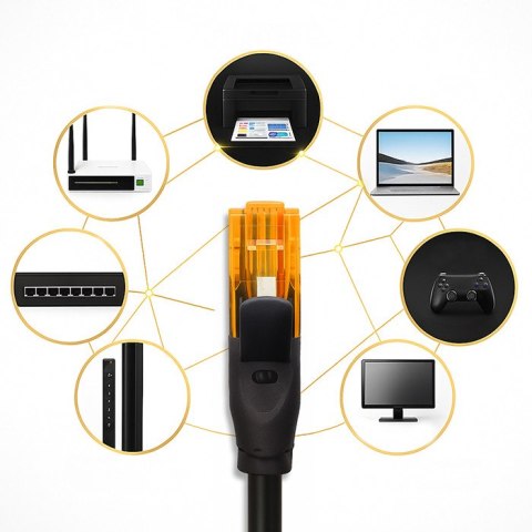 Qoltec Kabel Patchcord UTP | CAT6 | 2 x RJ-45 | High speed 1Gb/s | Pozłacane styki | 15m | czarny