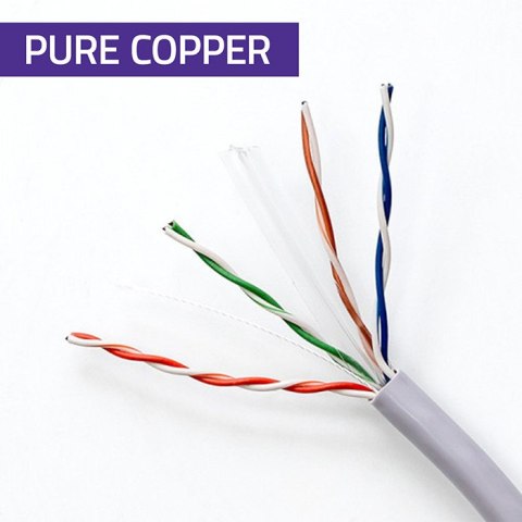 Qoltec Kabel Patchcord sieciowy skrętka UTP| Miedziany Cu |CAT6 | High speed 1Gb/s | LAN | 100m | szary