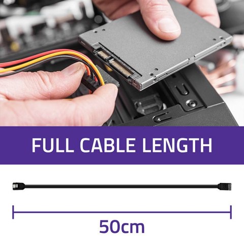 Qoltec Kabel SATA III męski / SATA III męski | 0.5m | czarny
