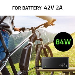 Qoltec Ładowarka do roweru elektrycznego 36V | 42V | 2A | 3P XLR-18mm +kabel zasilający