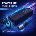 Qoltec Ładowarka do roweru elektrycznego 36V | 42V | 2A | 3P XLR-18mm +kabel zasilający