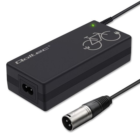 Qoltec Ładowarka do roweru elektrycznego 36V | 42V | 2A | 3P XLR-18mm +kabel zasilający